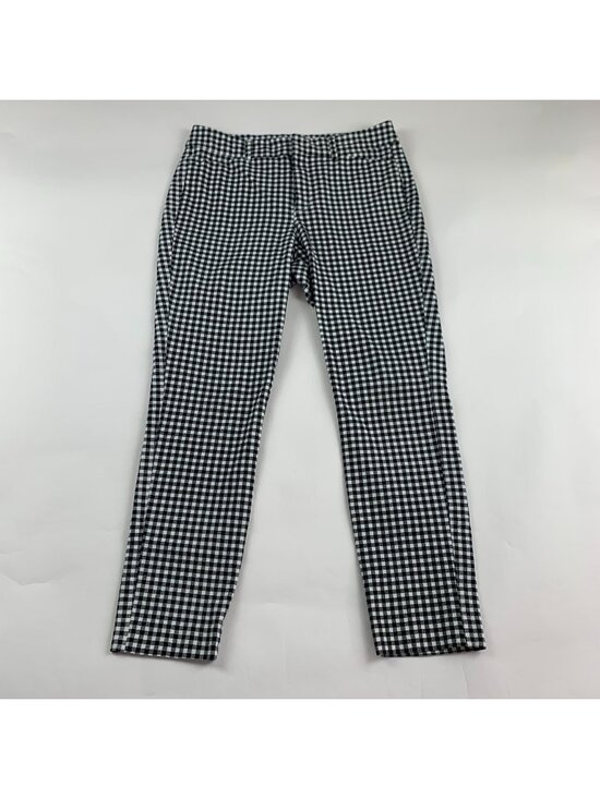 Old Navy Pants - Old Navy Black White Gingham Checkered Stretch Canvas High Rise Pixie Pant 8